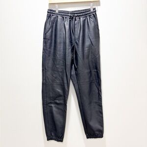 THREAD & SUPPLY Women’s Black Faux Leather Fall Edgy Jogger Pants Size Small
